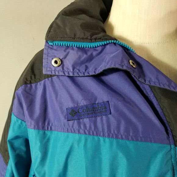 Columbia Ski Jacket Womens Large Parka Coat Blue Color Block Nylon Winter - Picture 4 of 15